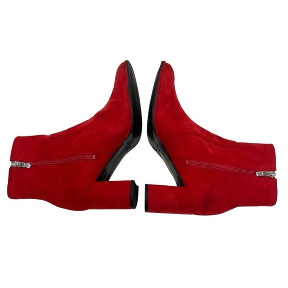 Marc Fisher Lizzy Red Microsuede Block Heel Casual Ankle Booties Women’s 8.5 - Picture 9 of 14